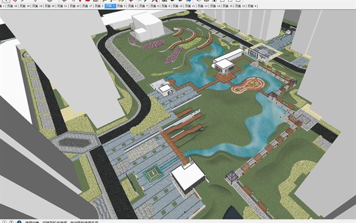 新中式小区整体景观设计方案SU模型(2)