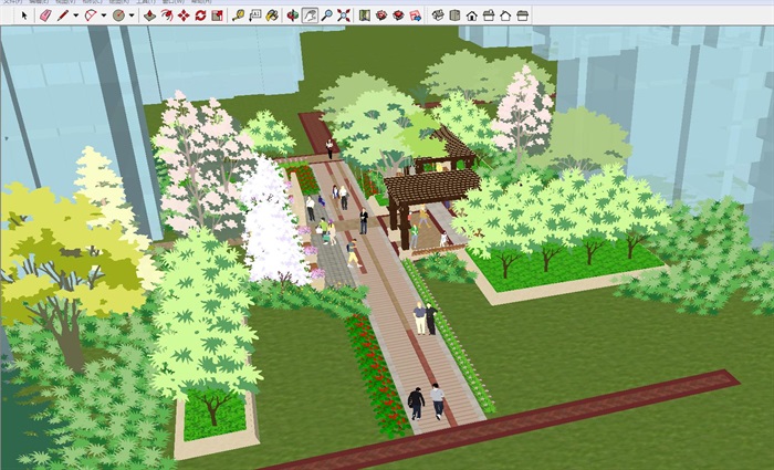 小区宅间景观节点设计方案SU模型(2)