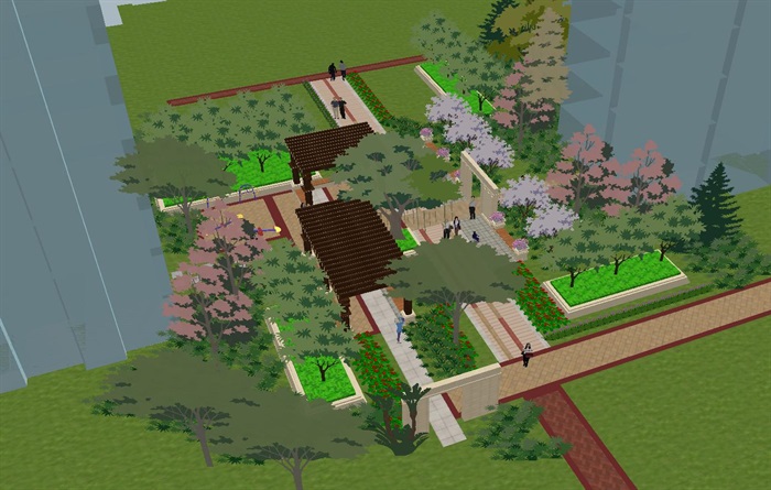 小区宅间景观节点设计方案SU模型(4)