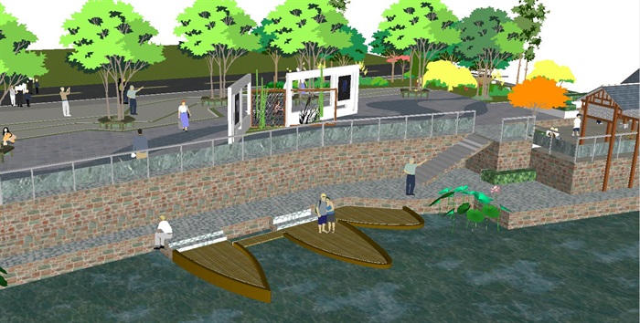 码头小广场景观设计方案SU模型(3)
