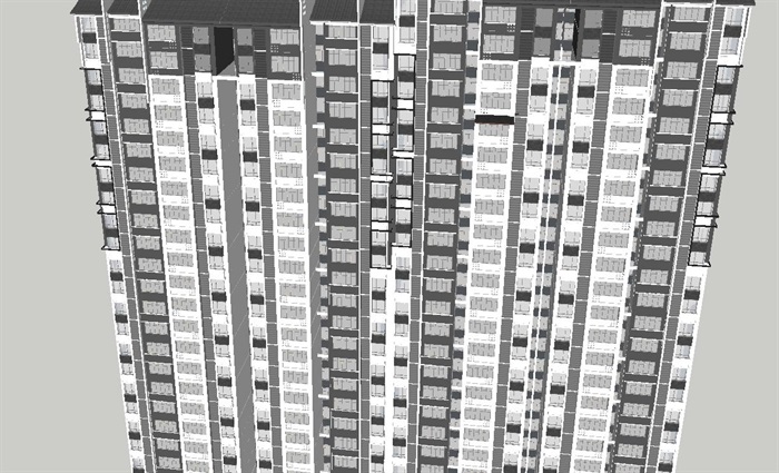 许昌新中式高层住宅单体建筑设计方案SU模型(1)