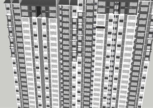 许昌新中式高层住宅单体建筑设计方案SU(草图大师)模型