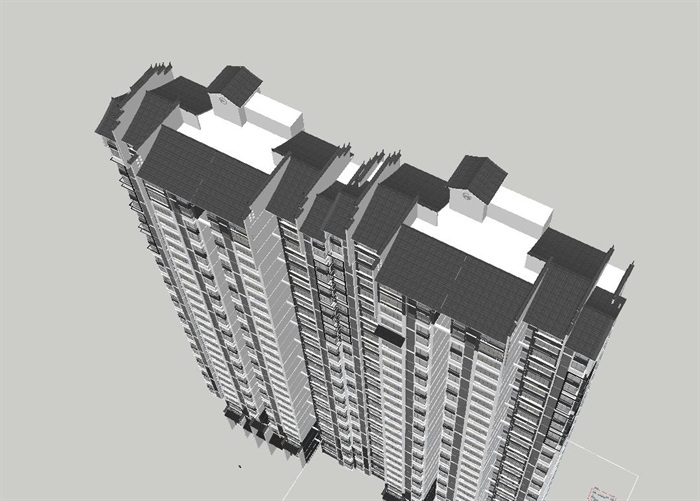许昌新中式高层住宅单体建筑设计方案SU模型(4)