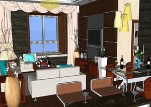 住宅室内完整的空间装饰设计SU(草图大师)模型