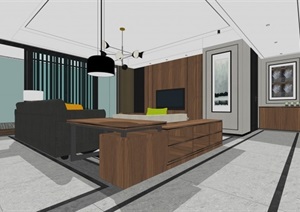 详细的住宅室内完整空间装饰设计SU(草图大师)模型