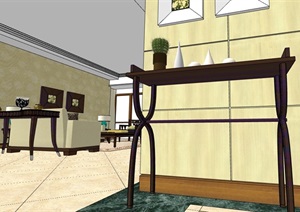 现代详细住宅室内空间设计SU(草图大师)模型