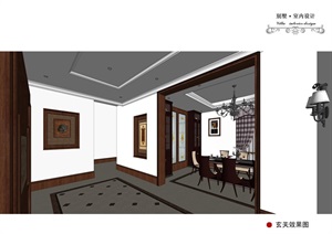 完整的详细住宅室内空间装饰设计SU(草图大师)模型