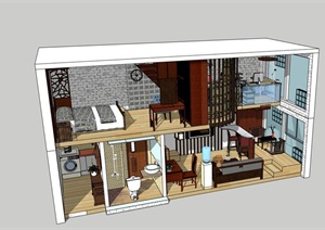 跃层住宅室内家装空间SU(草图大师)模型