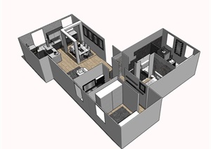 现代住宅室内家装空间SU(草图大师)模型
