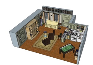 某独特住宅室内家装空间SU(草图大师)模型