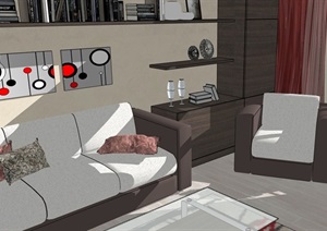 某现代住宅室内家装空间SU(草图大师)模型