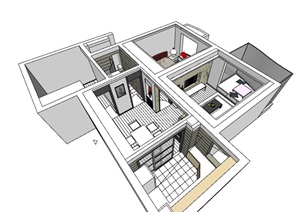 现代居住空间室内家装SU(草图大师)模型