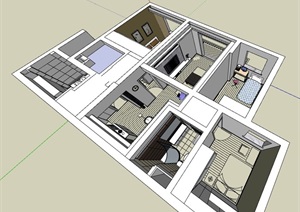 独特居住空间室内家装设计SU(草图大师)模型