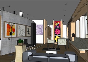 某单身公寓家装室内空间装饰设计SU(草图大师)模型