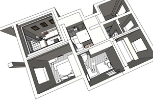 现代家装室内空间装饰设计SU(草图大师)模型