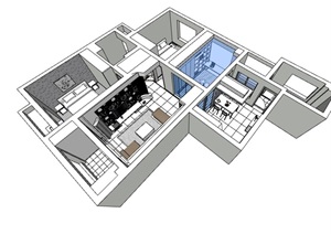 整体家装室内空间装饰设计SU(草图大师)模型