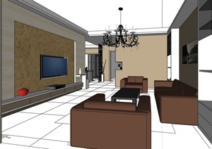 整体现代家装室内空间装饰设计SU(草图大师)模型