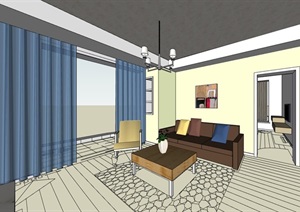 独特现代住宅家装室内装饰SU(草图大师)模型
