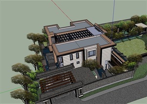 详细的私人住宅别墅建筑素材设计SU(草图大师)模型
