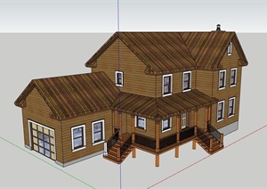 某木质多层别墅建筑楼SU(草图大师)模型