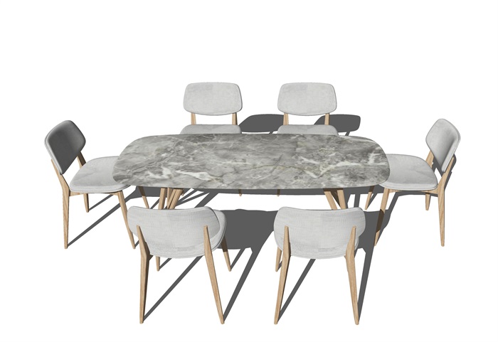 现代餐桌椅组合 椅子桌子su模型(1)