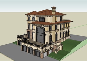欧式精致的居住别墅素材建筑SU(草图大师)模型