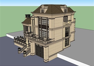 独栋多层完整居住别墅素材建筑SU(草图大师)模型