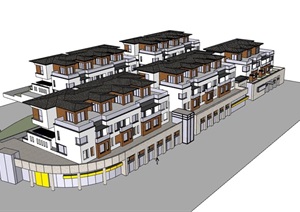 中式经典的居住别墅素材建筑SU(草图大师)模型