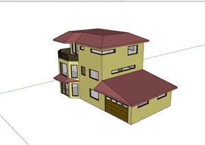 三层欧式居住别墅素材建筑SU(草图大师)模型