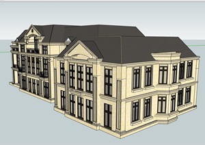 欧式风格多层度假居住别墅素材建筑SU(草图大师)模型