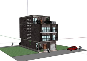 四层经典独栋别墅住宅设计SU(草图大师)模型