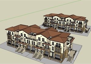 小区完整的别墅住宅设计SU(草图大师)模型