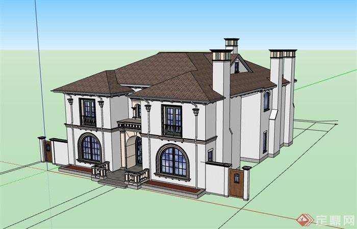 两层详细欧式别墅住宅设计su模型