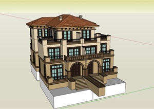 双拼完整的别墅住宅设计SU(草图大师)模型