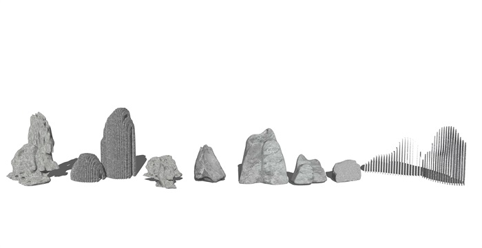 新中式石头 假山石头 太湖石 景观石su模型(3)