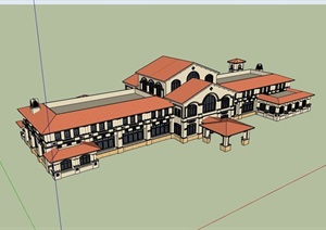 欧式风格经典的完整会所建筑SU(草图大师)模型