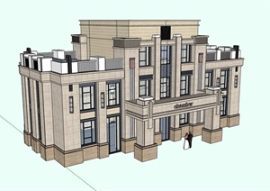 新古典风格多层独特完整的会所建筑SU(草图大师)模型