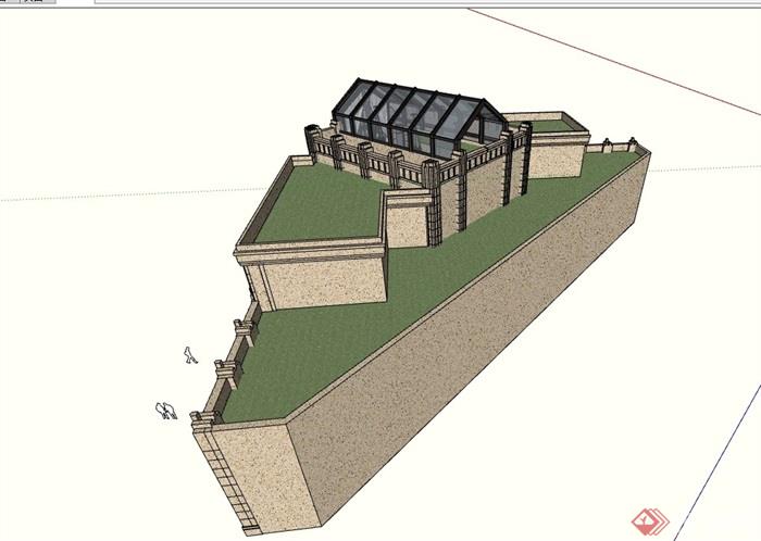 新古典经典独特完整的会所建筑su模型