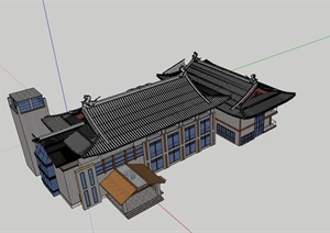古典中式多层详细的完整会所建筑SU(草图大师)模型