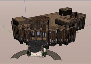 新古典多层详细的完整会所建筑SU(草图大师)模型