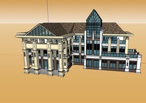 欧式详细的完整会所建筑SU(草图大师)模型