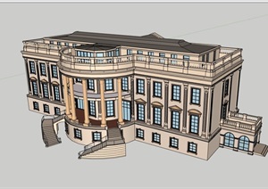 三层欧式整体会所建筑设计SU(草图大师)模型