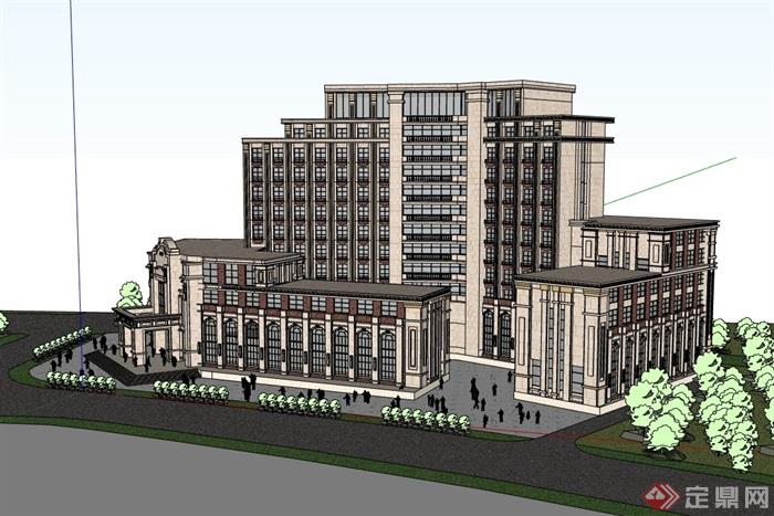 新古典大型整体会所建筑设计su模型