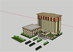 现代风格酒店高层建筑楼SU(草图大师)模型