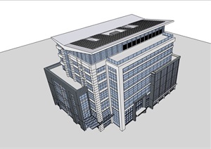 现代高层酒店建筑楼SU(草图大师)模型