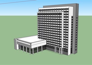 高层现代酒店建筑楼SU(草图大师)模型