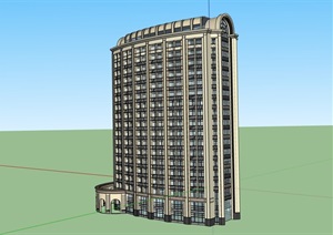高层独特的酒店建筑楼SU(草图大师)模型