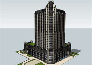 新古典风格高层酒店建筑楼SU(草图大师)模型