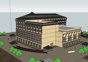 欧式经典的酒店详细建筑SU(草图大师)模型