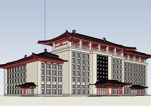 古典中式风格酒店经典的建筑SU(草图大师)模型
